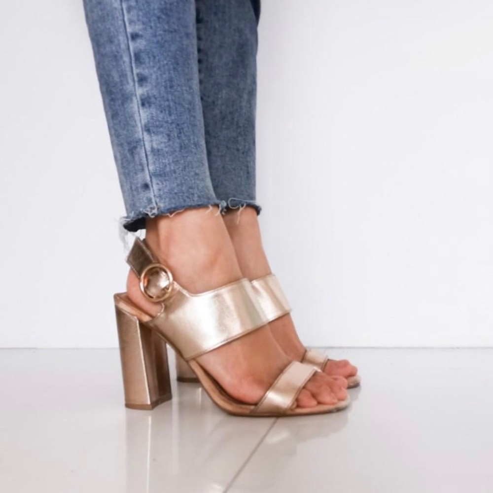 Rose Gold Chunky Block Heels
